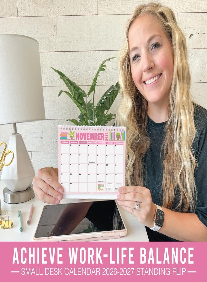 Hadley Designs Small Desk Calendar 2026-2027 - Standing Flip Desk Calendars 2026, 18 Months Stand Up Calendars from Jan 2026 to June 2027, Colorful Desktop Calendar Planner for Home, School, Office - Image 2