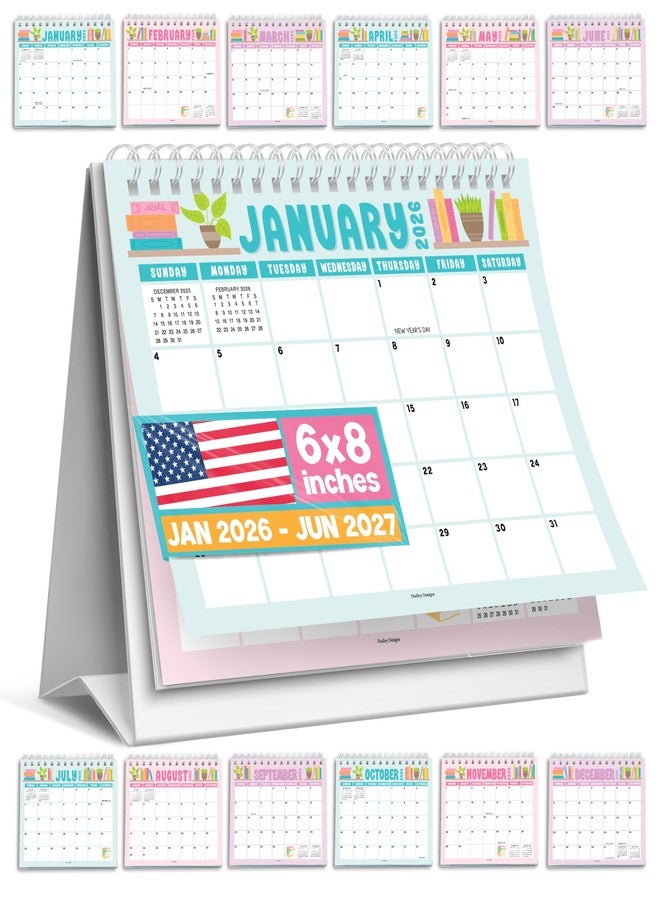 Hadley Designs Small Desk Calendar 2026-2027 - Standing Flip Desk Calendars 2026, 18 Months Stand Up Calendars from Jan 2026 to June 2027, Colorful Desktop Calendar Planner for Home, School, Office - Image 1