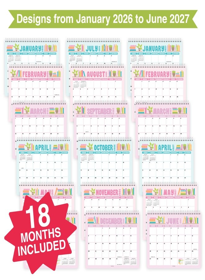 Hadley Designs Small Desk Calendar 2026-2027 - Standing Flip Desk Calendars 2026, 18 Months Stand Up Calendars from Jan 2026 to June 2027, Colorful Desktop Calendar Planner for Home, School, Office - Image 4