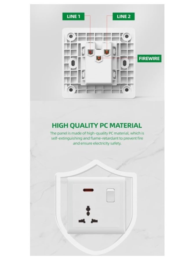 Modern 13A Switched Socket Outlet with Indicator – UK 3-Pin Wall Plug, Single Gang, Wood Finish, Power Switch, Safety Shutter, Stylish & Durable Socket for Home or Office Use - Image 3