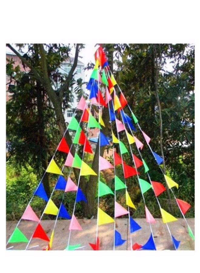 100 meter multi colored flag, including 150 triangular flags, used as fabric decorative flags for birthdays, weddings, outdoor and indoor activities, party decorations, and yard picnic - Image 5