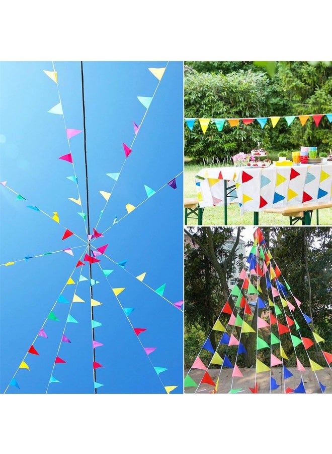 100 meter multi colored flag, including 150 triangular flags, used as fabric decorative flags for birthdays, weddings, outdoor and indoor activities, party decorations, and yard picnic - Image 3
