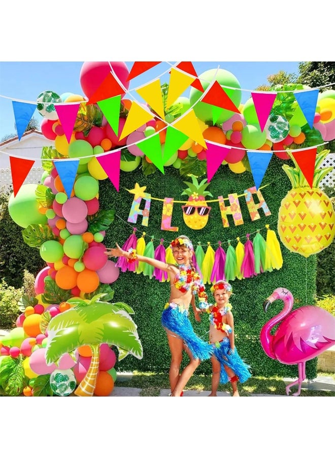 100 meter multi colored flag, including 150 triangular flags, used as fabric decorative flags for birthdays, weddings, outdoor and indoor activities, party decorations, and yard picnic - Image 4