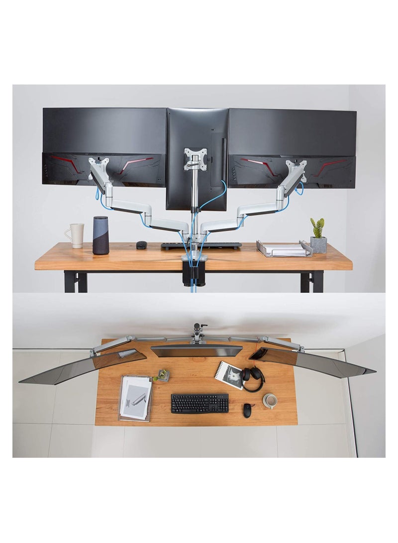 ELTRAZONE Triple Monitor Mount Stand - Three Height Adjustable Arms for 3 Computer Screen - Image 3