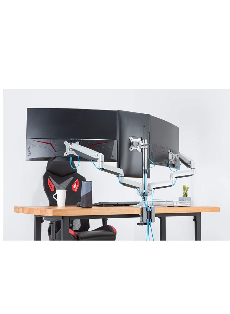 ELTRAZONE Triple Monitor Mount Stand - Three Height Adjustable Arms for 3 Computer Screen - Image 5