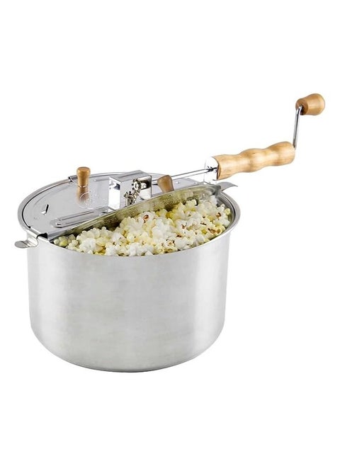 5.2L Aluminum Handmade Popcorn Maker with Wooden Handle. Classic popcorn maker with handle for stovetop operation