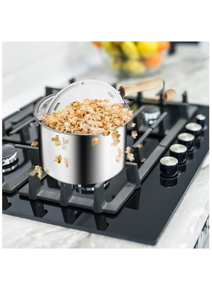 Generic - 5.2L Aluminum Handmade Popcorn Maker with Wooden Handle. Classic popcorn maker with handle for stovetop operation - Image 1