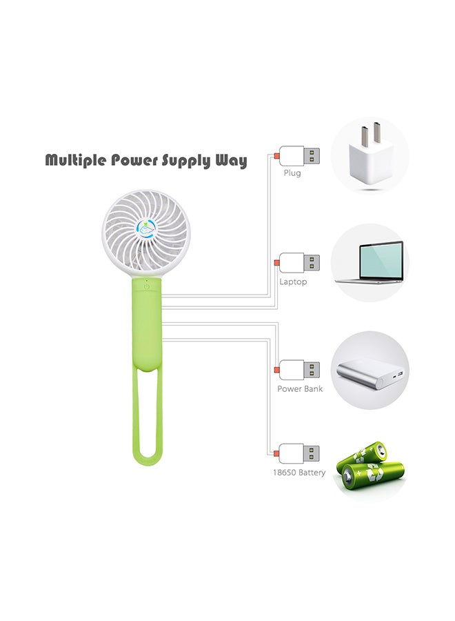إسكدنيا مروحة محمولة باليد متعددة الوظائف 3 في 1 مزودة بمقبض من السيليكون ومنفذ USB H18415 أخضر - Image 3