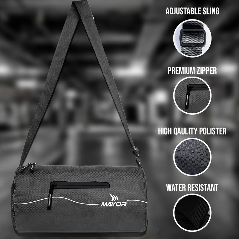 Mayor Prime Gym Bag | Fitness Bag | Duffle Gym Bag | Sports Kit Bag, with Adjustable Shoulder Strap & Side Pocket for Men & Women (Black) - Image 2