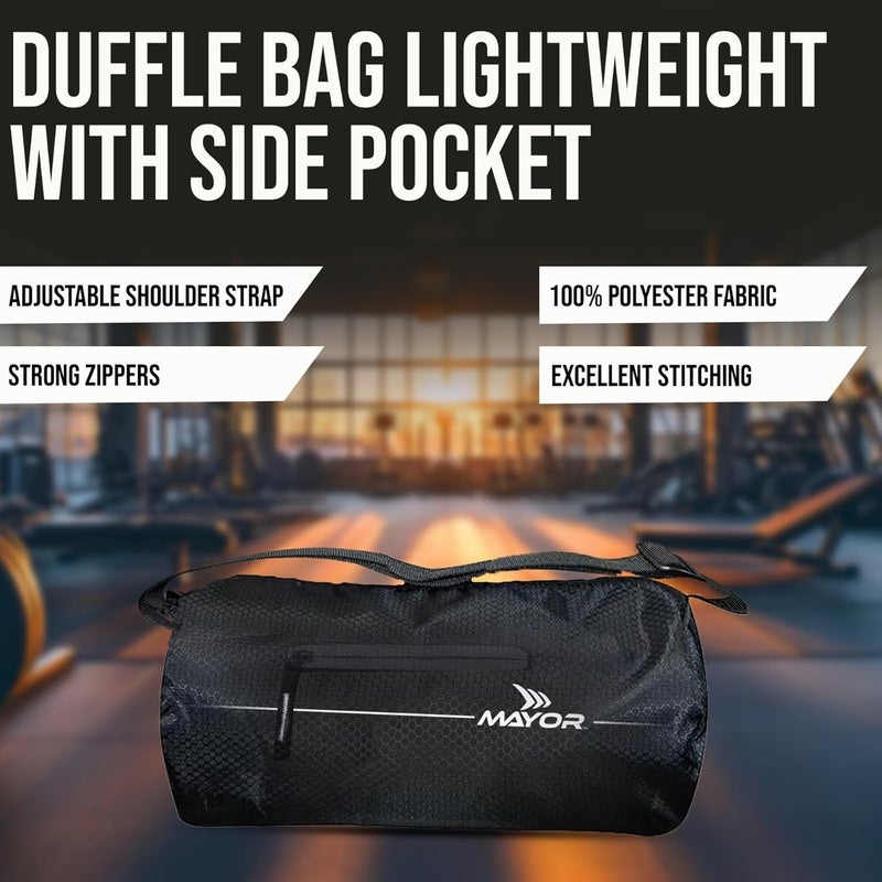 Mayor Prime Gym Bag | Fitness Bag | Duffle Gym Bag | Sports Kit Bag, with Adjustable Shoulder Strap & Side Pocket for Men & Women (Black) - Image 3
