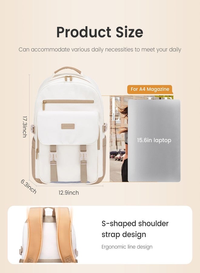 LOVEVOOK School Backpack for Teen Girls，Casual School Backpack 14-18 Teenage 15.6 Inch Laptop Bookbag, Cute Big Student Laptop Backpack for College Women Middle High School Daypack，Khaki Beige - Image 5