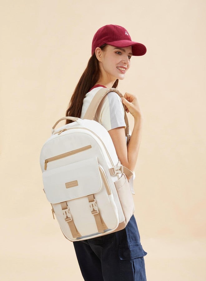 LOVEVOOK School Backpack for Teen Girls，Casual School Backpack 14-18 Teenage 15.6 Inch Laptop Bookbag, Cute Big Student Laptop Backpack for College Women Middle High School Daypack，Khaki Beige - Image 2