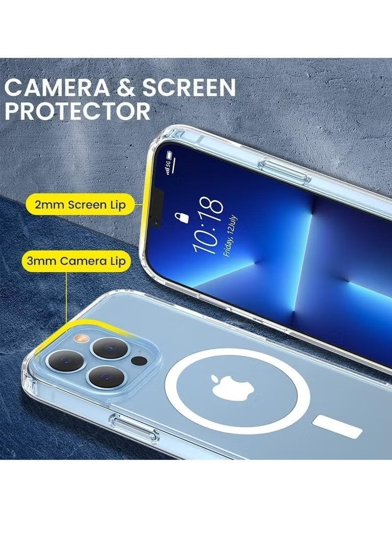 أوميكسبرو جراب خلفي مغناطيسي شفاف مصمم لهاتف iPhone 13 Pro Max متوافق مع Magsafe، غطاء واقٍ رفيع - Image 4