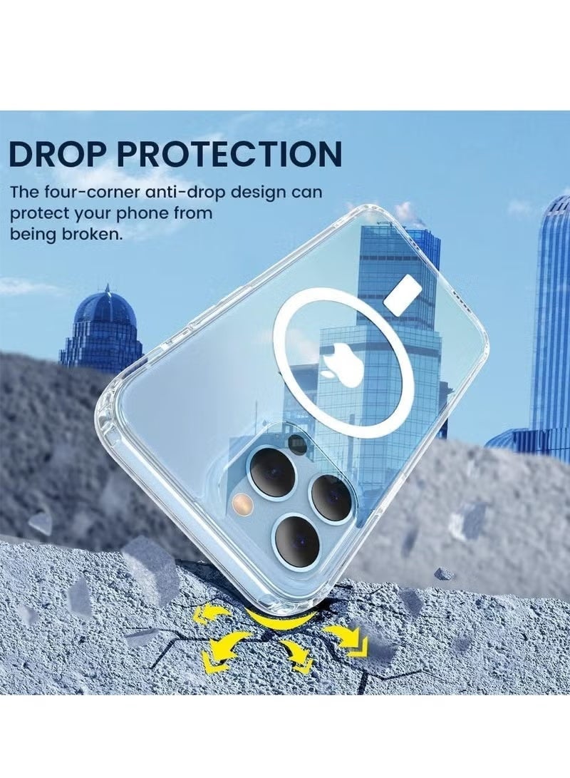 أوميكسبرو جراب خلفي مغناطيسي شفاف مصمم لهاتف iPhone 13 Pro Max متوافق مع Magsafe، غطاء واقٍ رفيع - Image 3