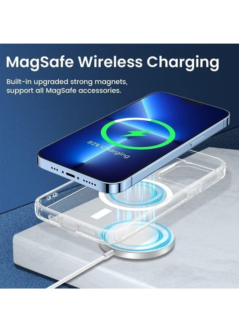 أوميكسبرو جراب خلفي مغناطيسي شفاف مصمم لهاتف iPhone 13 Pro Max متوافق مع Magsafe، غطاء واقٍ رفيع - Image 2