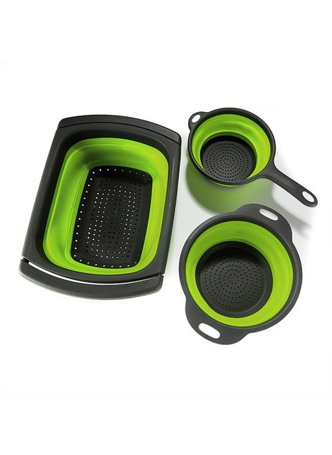 Collapsible Colander Set, Pasta Strainer Basket with Plastic Handles, Collapsible Strainers for Kitchen with Extendable Handles, Colanders & Food Strainers Over Sink Vegetable/Fruit.