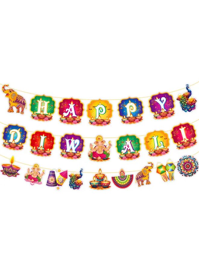 3 علبة ديكورات حفل الديوالي - فوانيس حلزونية - بانر - أضواء معلقة - مجموعة تعليق السقف - Image 3