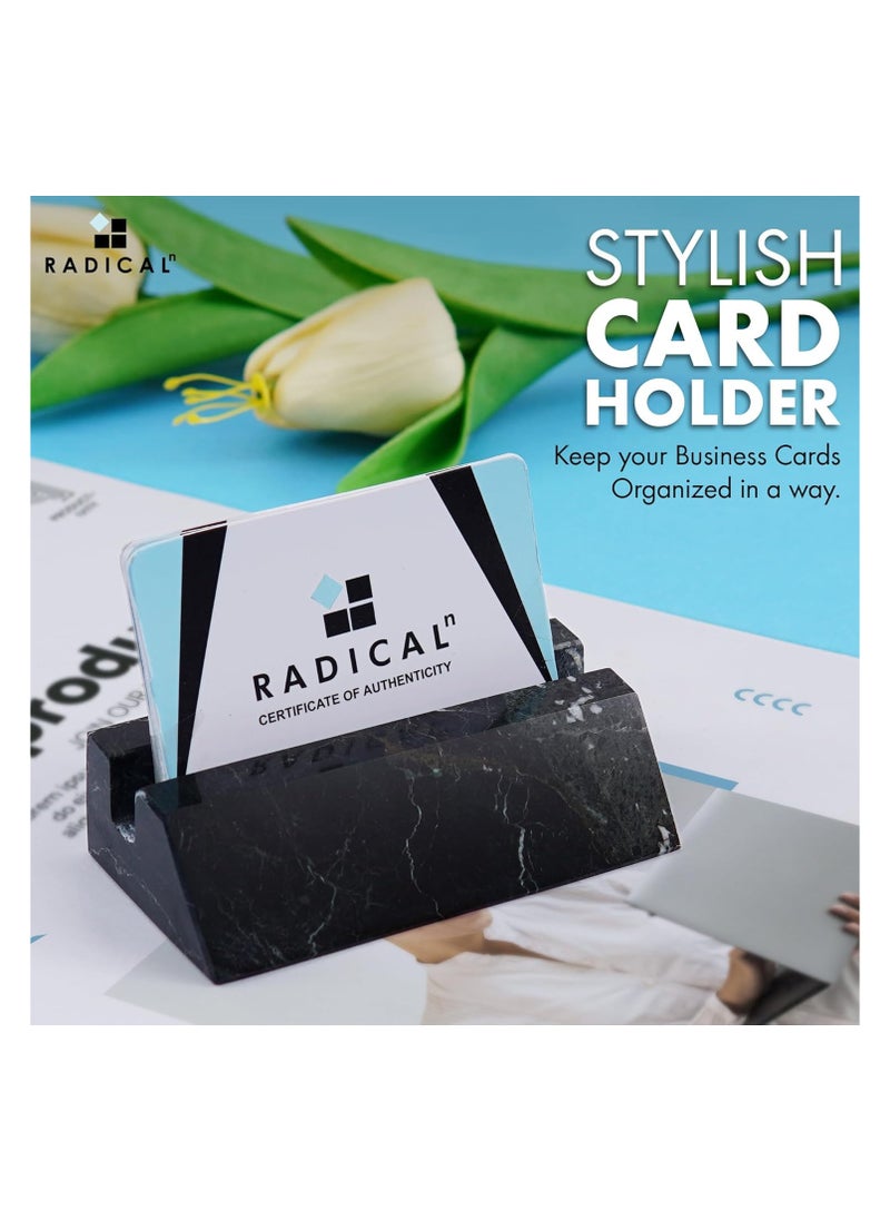 RADICALn Radicaln Business Card Holder Black Handmade Marble Office Desk Organizers Small Business Supplies Home Office Décor  Ideal For Gift Cards Credit Card Holder Table Card Holders  - Image 2