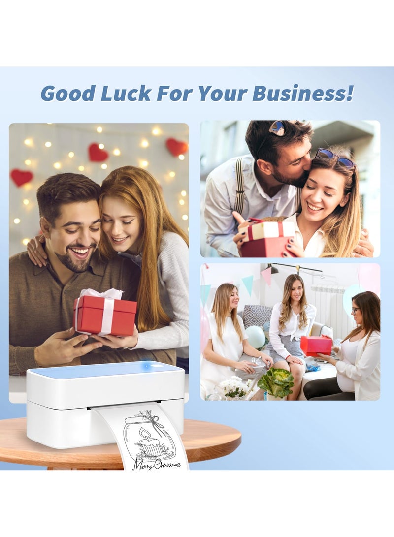 phomemo 241-BT Bluetooth Thermal Label Printer, 4X6" Wireless Shipping Label Printer for Small Business, Label Printer for Shipping Packages, Compatible with iPhone, Android (White+Pale Blue) - Image 4