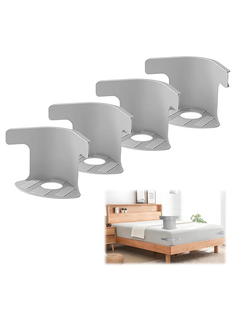 NANAO مجموعة حوامل ملاءات السرير، مشابك زوايا السرير، حزام غير قابل للانزلاق للحفاظ على الملاءات ثابتة، حامل مجموعة السرير، مشابك الزوايا لغرفة النوم لجميع أحجام المراتب، 4 قطع رمادية - Image 1
