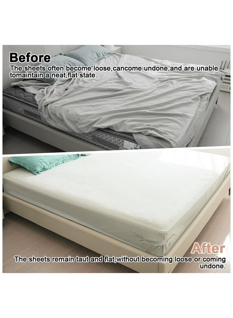 NANAO مجموعة حوامل ملاءات السرير، مشابك زوايا السرير، حزام غير قابل للانزلاق للحفاظ على الملاءات ثابتة، حامل مجموعة السرير، مشابك الزوايا لغرفة النوم لجميع أحجام المراتب، 4 قطع رمادية - Image 2