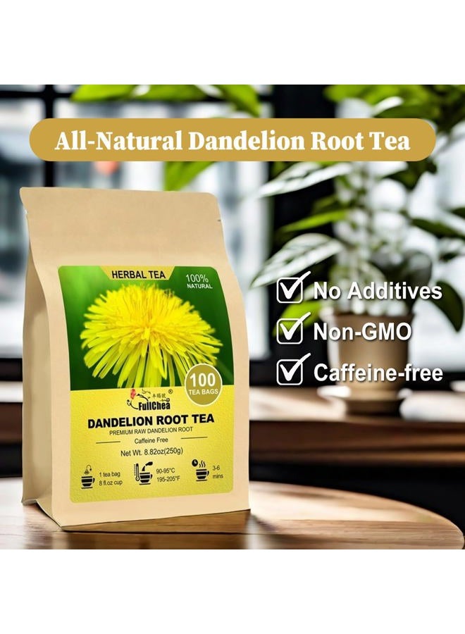 FullChea أكياس شاي جذر الهندباء، 100 كيس شاي، 2.5 جرام/كيس - شاي جذر الهندباء الخام الفاخر - غير معدّل وراثيًا - خالي من الكافيين - غني بالفيتامينات ويدعم جهاز المناعة - Image 5