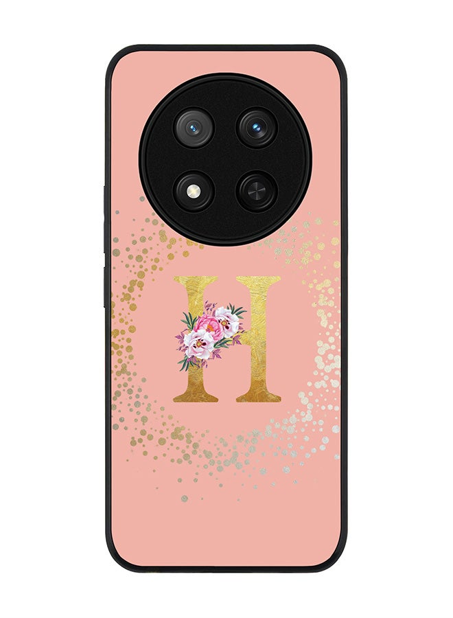 Stylizedd For Honor X9c / Honor Magic7 Lite 5G Case,Slim fit Camera Protection, Shockproof Thin Phone cover  - Custom Monogram Floral - H  (Rose Pink ) - Image 1