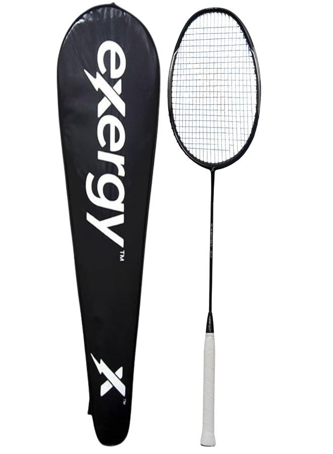 Exergy 101 Strung Badminton Racket for Beginners and Intermediate Players - 82g, 28 lbs Tension, Pre-Strung with Full Cover, Black, Graphite - Image 2