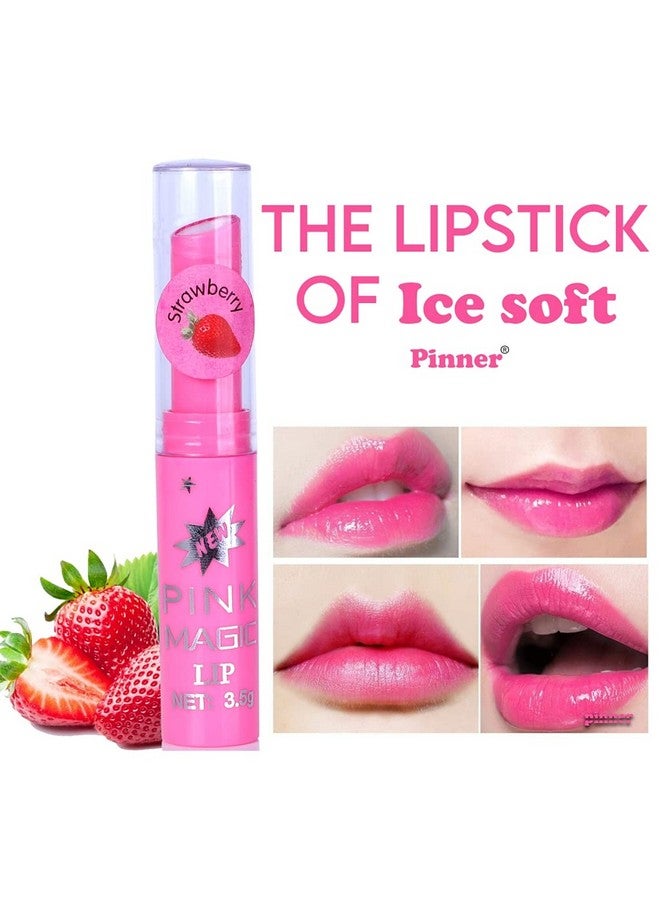 بينر مجموعة أحمر الشفاه الوردي السحري المتغير اللون بخلاصة الفاكهة، عبوة من 4 قطع (وردي، 14 جرام) - Image 3