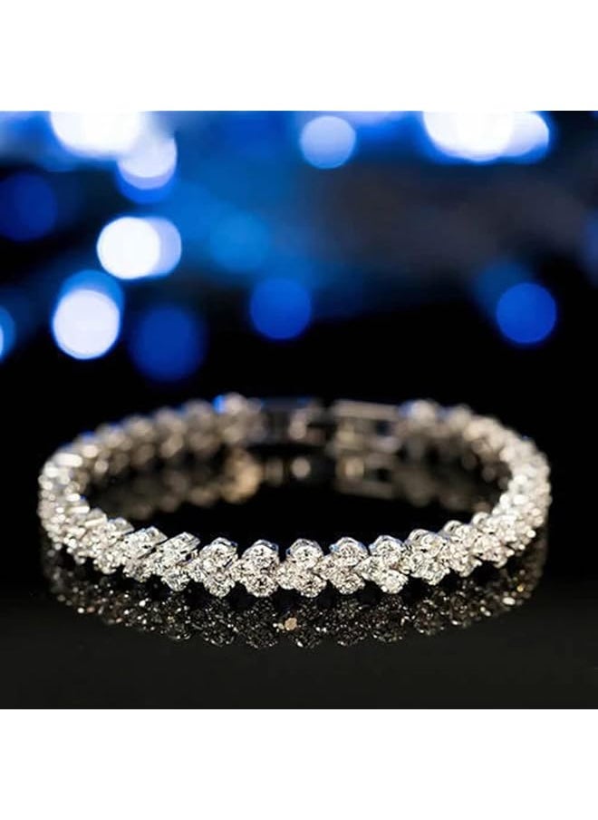 Shining Diva Fashion Platinum Plated Crystal Bangle Bracelet For Women And Girls 14677B  - Image 3