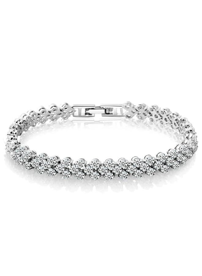 Shining Diva Fashion Platinum Plated Crystal Bangle Bracelet For Women And Girls 14677B  - Image 1