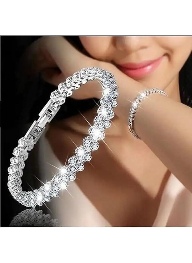 Shining Diva Fashion Platinum Plated Crystal Bangle Bracelet For Women And Girls 14677B  - Image 2