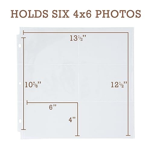 Samsill Scrapbook 6 Pocket Refill Pages 12x12 Inch, 50 Pack, Fits 3 Ring Scrapbook Binders and 12x12 Photo Albums, Holds 12 4x6 Inch Photos, Top-Loading, Heavy-Duty, Super Clear - Image 2