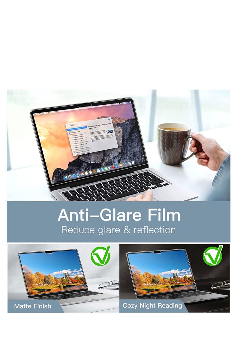 1Pack Anti Glare Screen Protector Compatible with MacBook Air 15 Inch (M2/M3/M4 A2941/A3114/A3241), Matte Anti Glare Film Anti Scratch for Mac Air 15.3'' (2023-2025) - Image 4