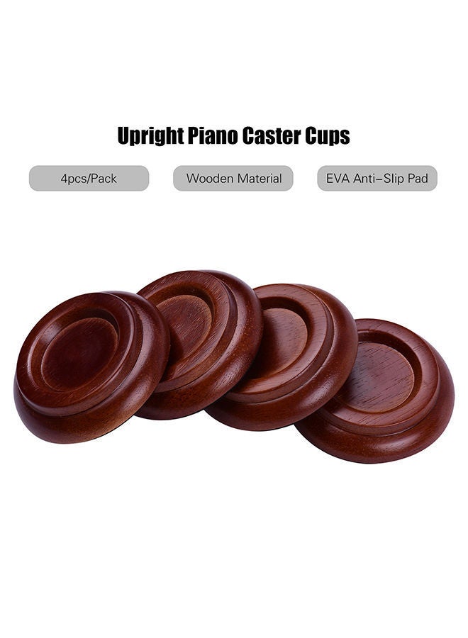 نيبمينينت طقم أكواب لتثبيت عجلة ساق البيانو العمودية من الخشب بلون سادة 4 قطع - Image 2