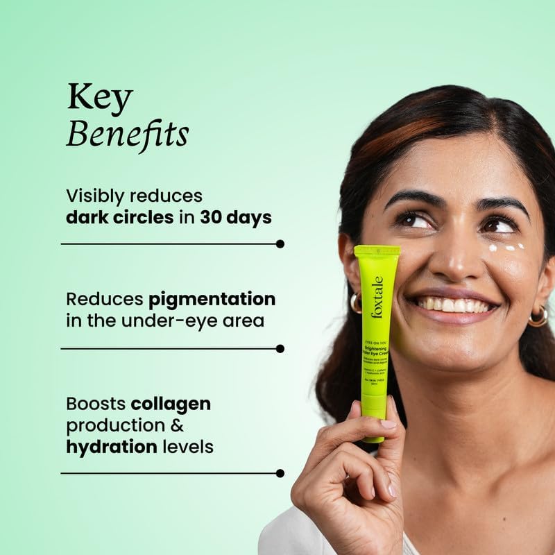 FoxTale Brightening Under Eye Cream with Vitamin C, Caffeine, and Hyaluronic Acid - Reduces Dark Circles and Puffiness - 20ml - Image 2