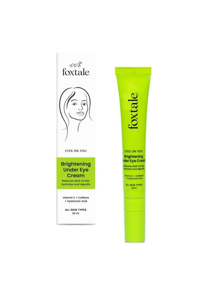 FoxTale Brightening Under Eye Cream with Vitamin C, Caffeine, and Hyaluronic Acid - Reduces Dark Circles and Puffiness - 20ml - Image 1