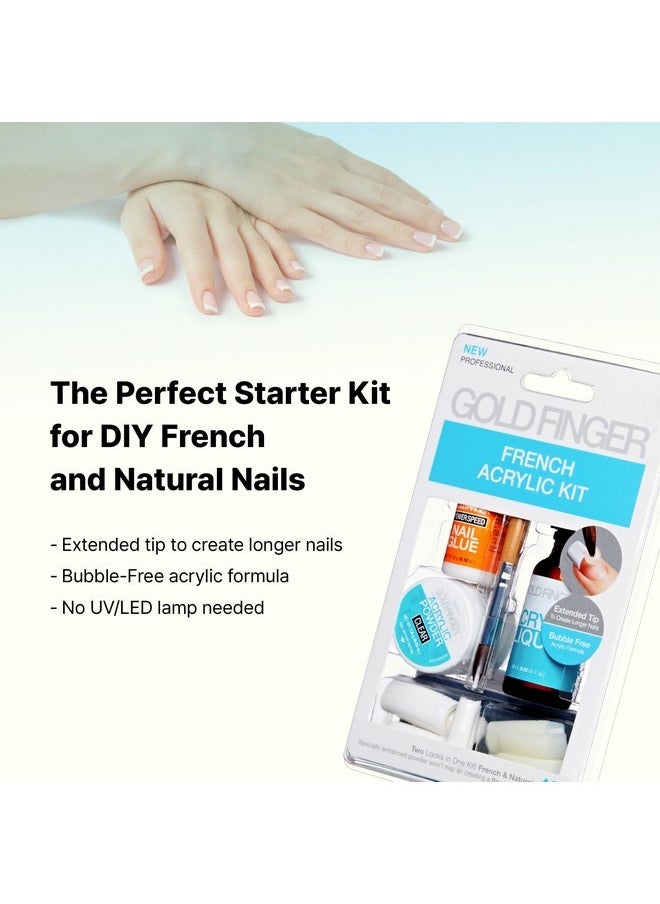 Goldfinger Professional French Acrylic Kit, Full Nail Extension System With Acrylic Clear Powder And Liquid, Essential Tools, Nail Glue Included, 40 Tips For French & Natural Styles  - Image 5