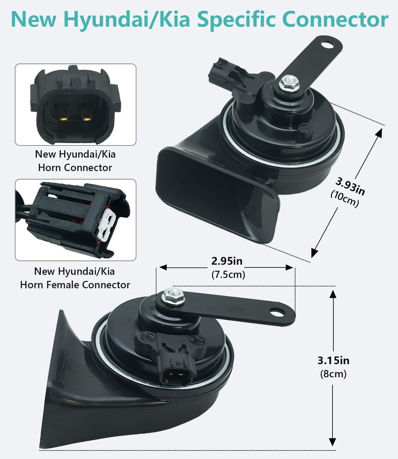 NEOGET Car Horn Kit for New Hyundai/Kia 12V Loud Waterproof Auto Horn, High Low Dual Tone 126 Decibel, Replacement for New Hyundai/Kia - Image 3