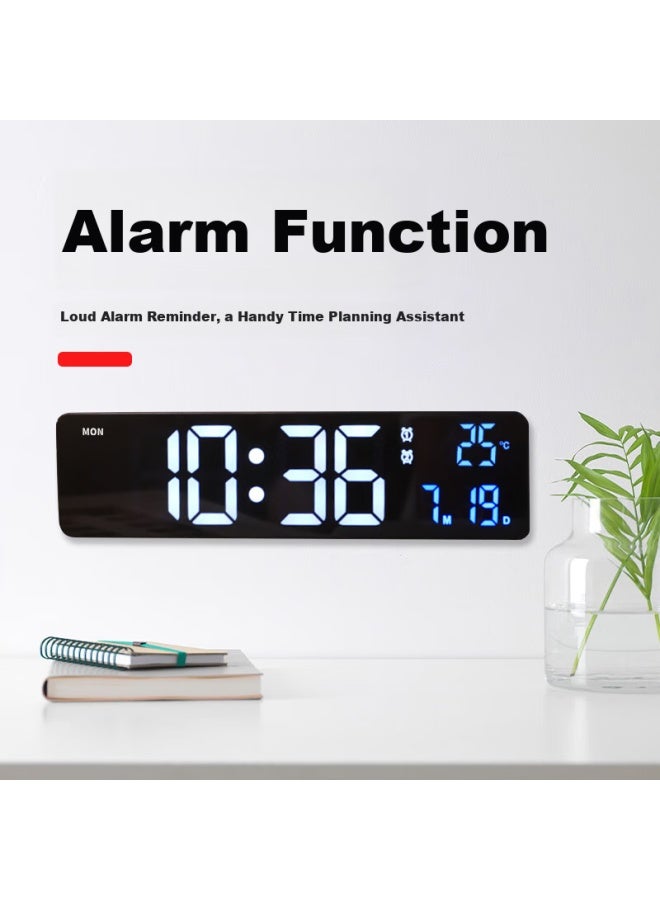 Hense Led Desktop Clock, Living Room Table Clock, Multifunctional Electronic Digital Alarm Clock, Wall-mountable, Bedroom Bedside Alarm Clock, Desktop Clock Ha6625 Black - Image 5