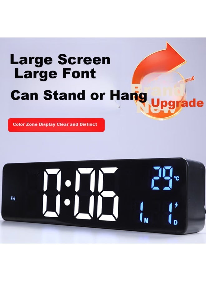 Hense Led Desktop Clock, Living Room Table Clock, Multifunctional Electronic Digital Alarm Clock, Wall-mountable, Bedroom Bedside Alarm Clock, Desktop Clock Ha6625 Black - Image 2