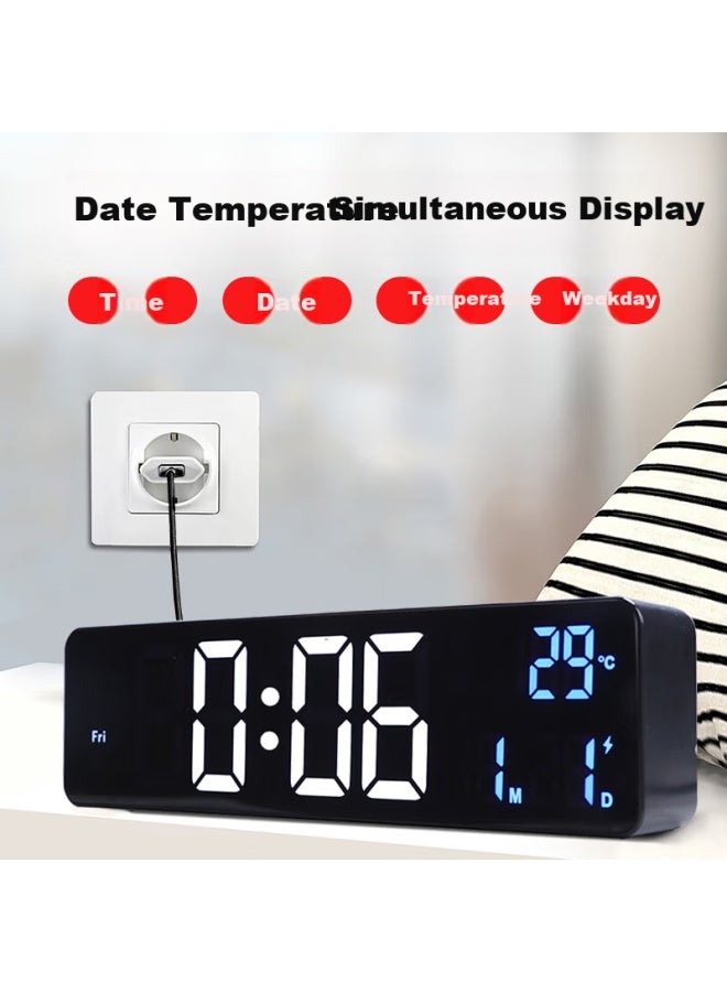 Hense Led Desktop Clock, Living Room Table Clock, Multifunctional Electronic Digital Alarm Clock, Wall-mountable, Bedroom Bedside Alarm Clock, Desktop Clock Ha6625 Black - Image 4