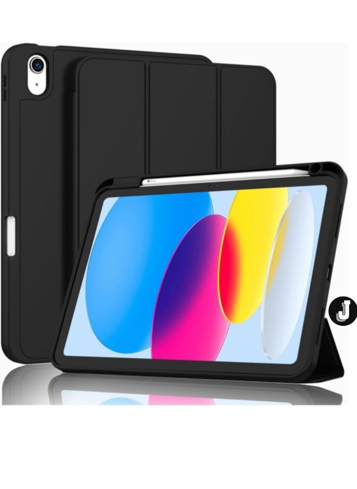 JAJEEK "iPad 10th Generation Case (10.9 Inch, 2022) – Smart Case with Pencil Holder, Soft TPU Back, Auto Wake/Sleep Support – New Black" - Image 1
