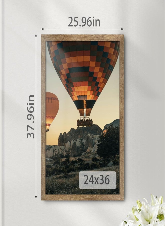 Fisnish 24x36 Poster Frame Natural Woodgrain Brown, Poster Frames 24 x 36 inches or 24x36 Picture Frames with HD Plexiglass Durable and Scratch-proof for Horizontal or Vertical Wall Mounting, 1 Pack - Image 3
