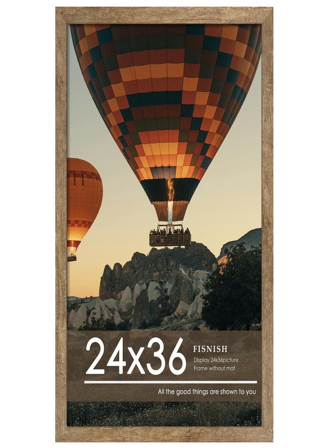 Fisnish 24x36 Poster Frame Natural Woodgrain Brown, Poster Frames 24 x 36 inches or 24x36 Picture Frames with HD Plexiglass Durable and Scratch-proof for Horizontal or Vertical Wall Mounting, 1 Pack - Image 1