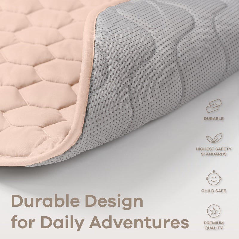 Comfy Cubs Round Kids Play Mat - Small 36 inches Soft Quilted Baby Floor Mat with Non-Slip Bottom - Plush Design for Toddlers' Playtime - Comfortable and Durable - Blush - Image 5