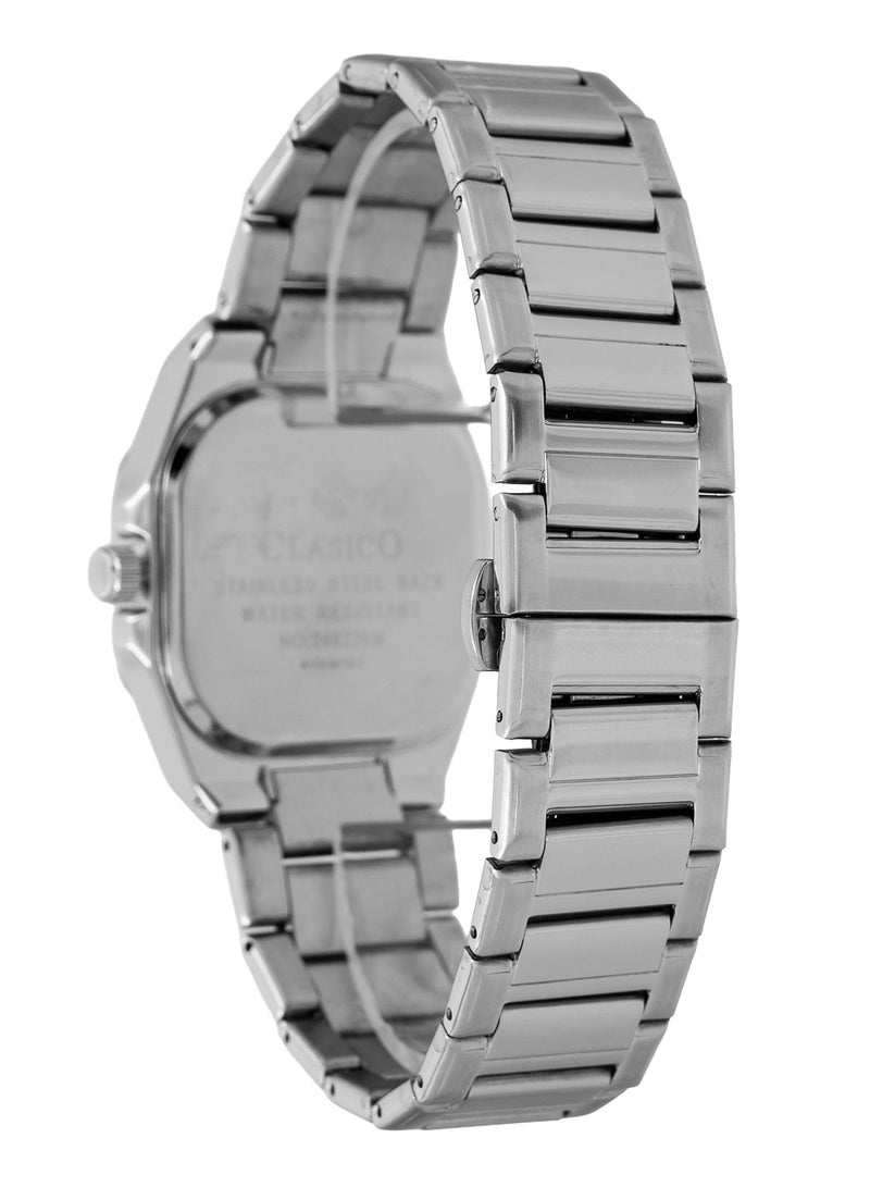 Clasico ساعة أنالوج للرجال من كورتيس مصنوعة من الفولاذ المقاوم للصدأ - قرص رمادي، عرض التاريخ، تصميم ثماني الأضلاع فاخر - Image 3