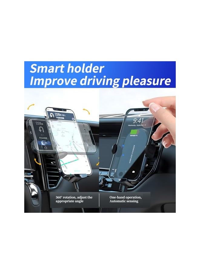 Zaboon - Wireless Car Charger 15W Fast Charge Automatic Clamping Mobile Phone Holder Air Outlet Holder Suitable For Iphone11 15 Android Type C Mobile Phones Etc. Equipped With Car Bluetooth Socket - Image 1