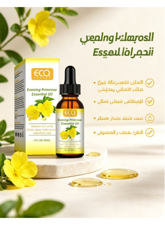 ECO Organic Evening Primrose Oil for Face, with Vitamin  , Deep Hydration, Anti-Aging, Reduces Fine Lines and Wrinkles, Improves Skin and Hair 30ml - Image 1