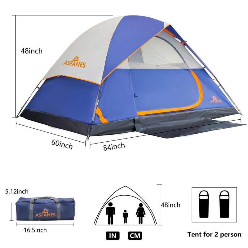 ASFANES 2 Person Waterproof Tents for Camping Easy Setup Outdoor Portable Backyard Camping Tents Suitable for Car, Backpacking, Hiking, Picnic or Fishing, Navy Blue - Image 4